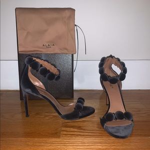 SOLD Alaïa bombe stud suede ankle-wrap sandals